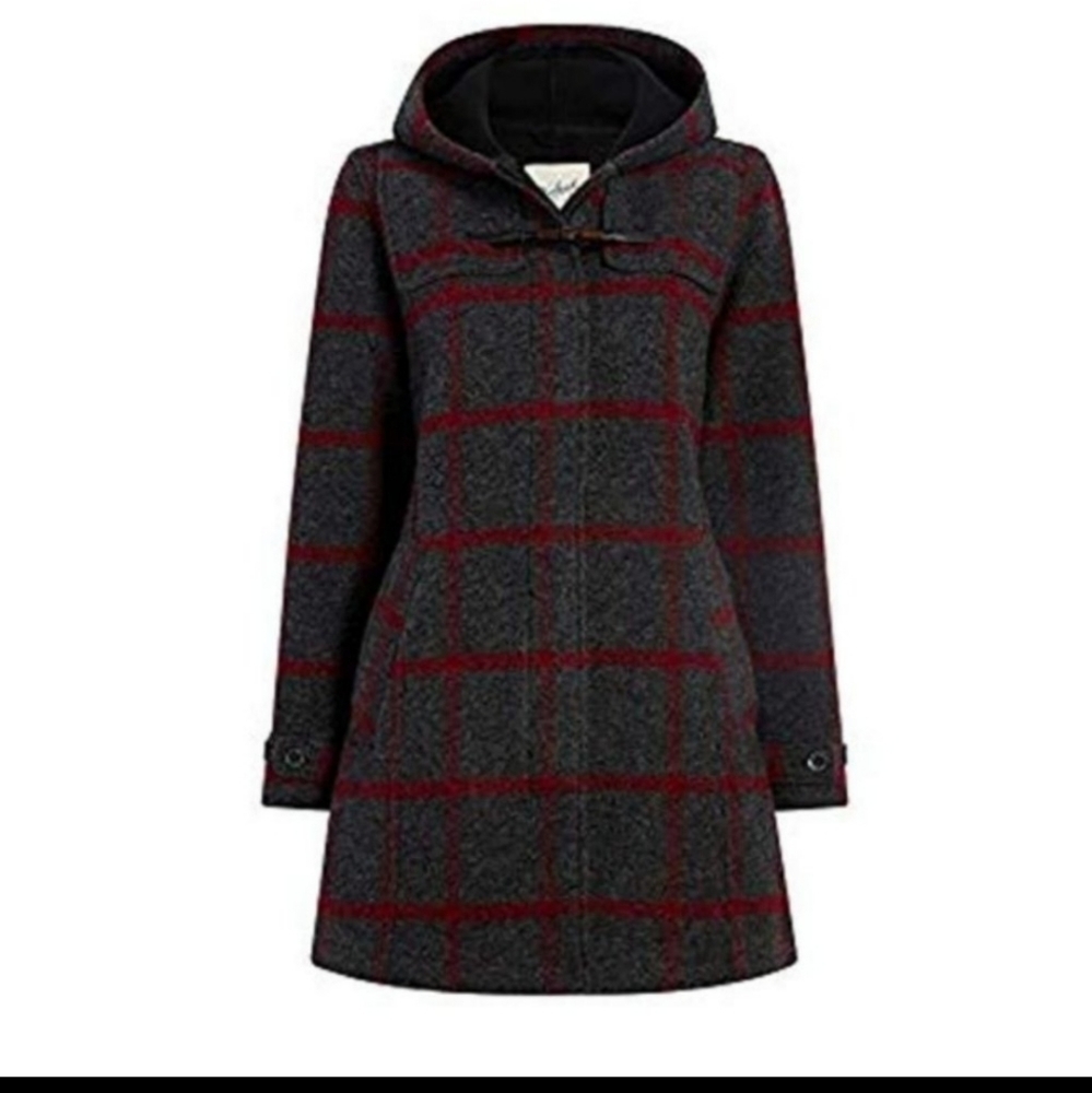 Woolrich Ember Peak Wool Plaid Checked Hoodie Winter Snow Fall Pea Coat